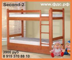 "Second 2" Двухъярусная кровать  для взрослых и подростков из массива сосны	