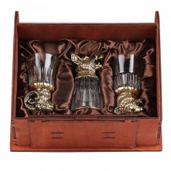 Подстаканник никел. Тройка (штамп) с позолочением в футляре Подстаканник никел. Тройка (штамп) с позолочением в футляре